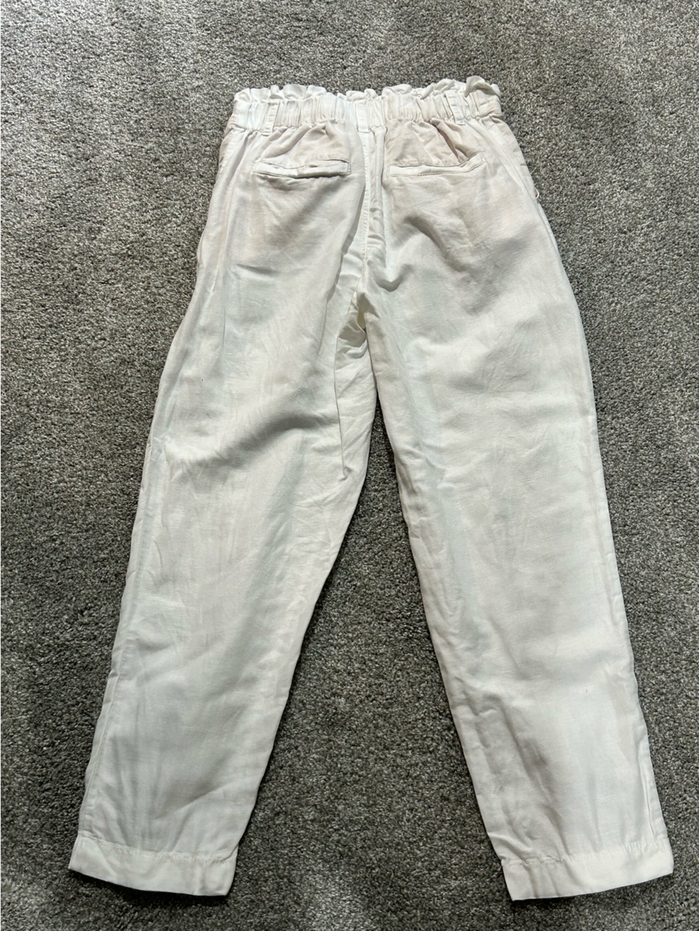 LOFT White Linen-Blend Pleated Paperbag Waist Tapered Pants Size XS - Picture 2 of 13